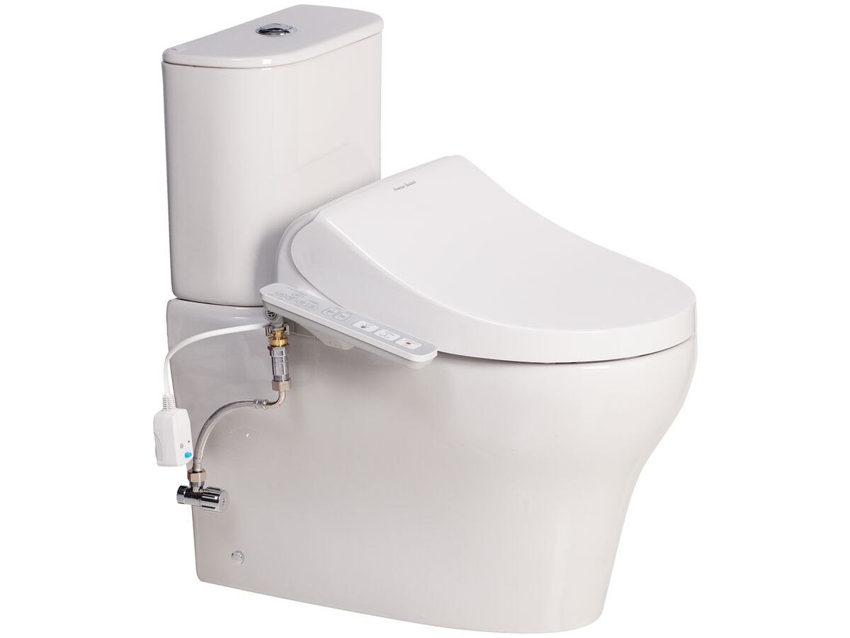 American Standard Cygnet Round Hygiene Rim Close Coupled Back to Wall Back Inlet Toilet Suite with SpaLet E-Bidet Seat White carousel image