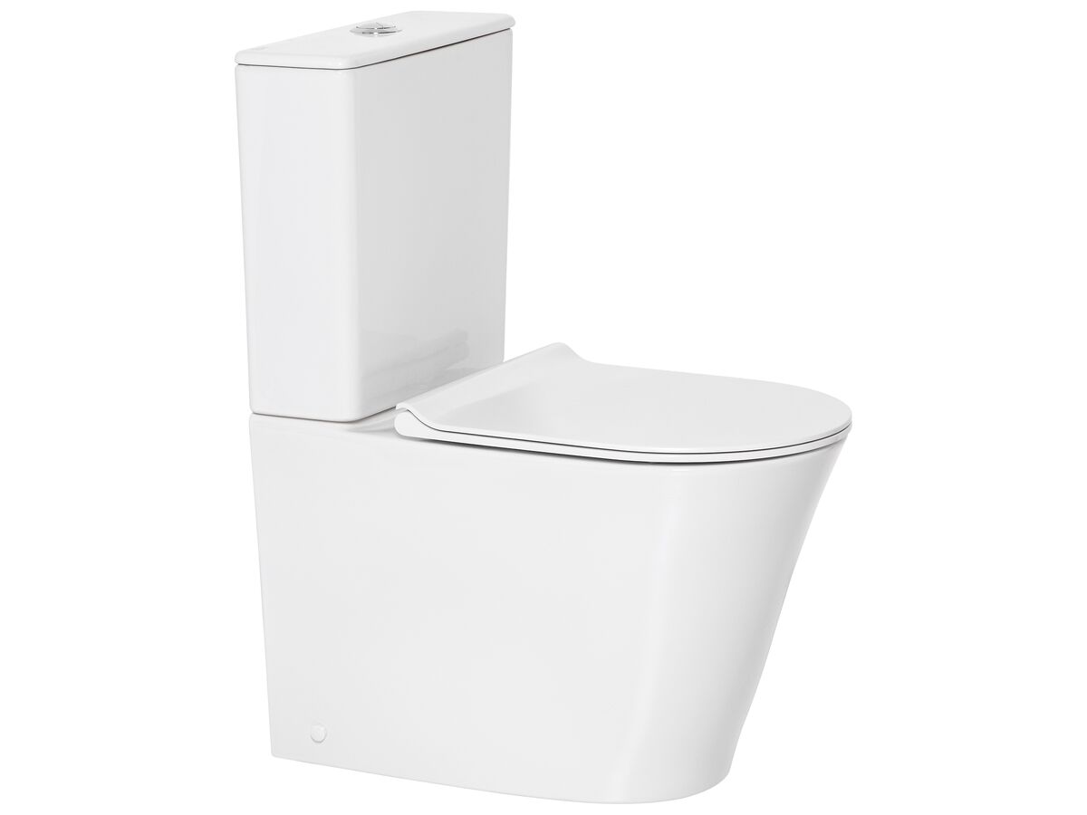 American Standard Heron Hygiene Rim Back Inlet Close Coupled Back to Wall Toilet Suite with Soft Close Quick Release Seat White carousel image