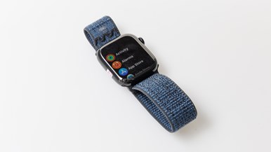 Apple Watch Series 10 42mm Jet Black Aluminium GPS, Black/Blue Nike Sport Loop