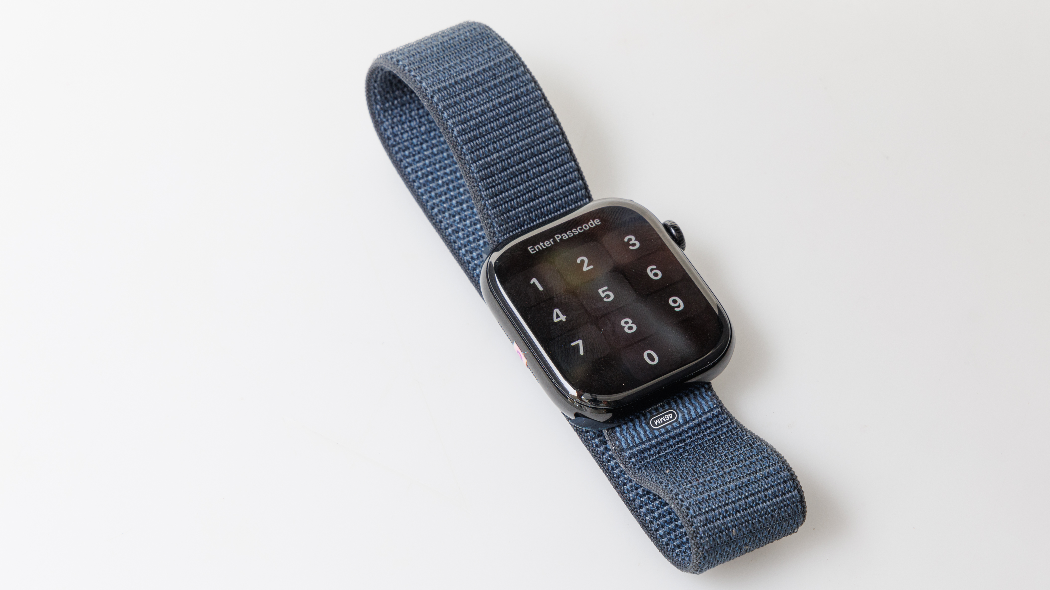 Apple Watch Series 10 GPS + Cellular, 46mm Jet Black Aluminium Case with Ink Textile Sport Loop