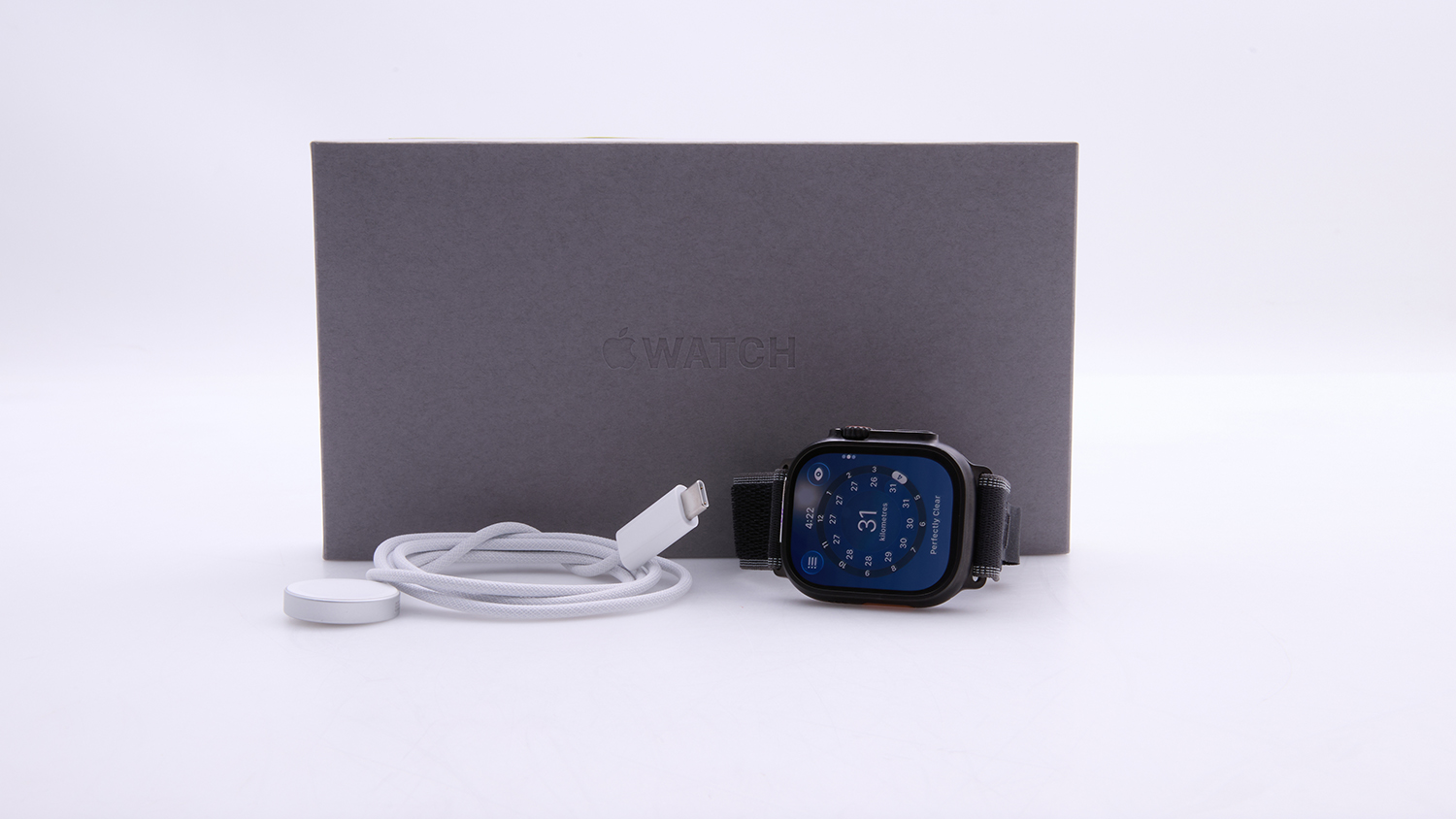 Apple Watch Ultra 3 GPS + Cellular, 49mm Black Titanium Case with Black/Charcoal Trail Loop - S/M