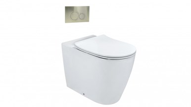 Arcisan Synergii Wall Faced Pan with In Wall Cistern and Kibo Satin Nikel Flush Panel