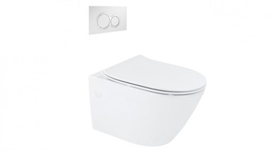 Arcisan Synergii Wall Hung Pan with In Wall Cistern and Kibo Chrome Flush Panel