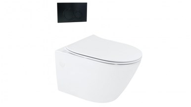 Arcisan Synergii Wall Hung Pan with In Wall Cistern and Kibo Matte Black Flush Panel