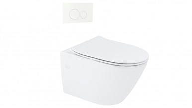 Arcisan Synergii Wall Hung Pan with In Wall Cistern and Kibo White Flush Panel