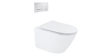 Arcisan Synergii Wall Hung Pan with In Wall Cistern and Xoni Chrome Flush Panel