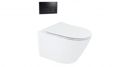 Arcisan Synergii Wall Hung Pan with In Wall Cistern and Xoni Matte Black Flush Panel