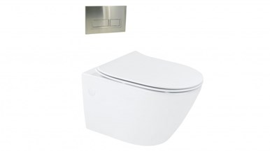 Arcisan Synergii Wall Hung Pan with In Wall Cistern and Xoni Satin Nikel Flush Panel