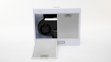 Bellini BRA603SW2-F 60cm Painted White Slimline Rangehood With Twin Motors Recirculating