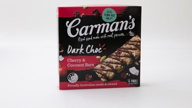 Carman's Dark Choc Cherry & Coconut Bars