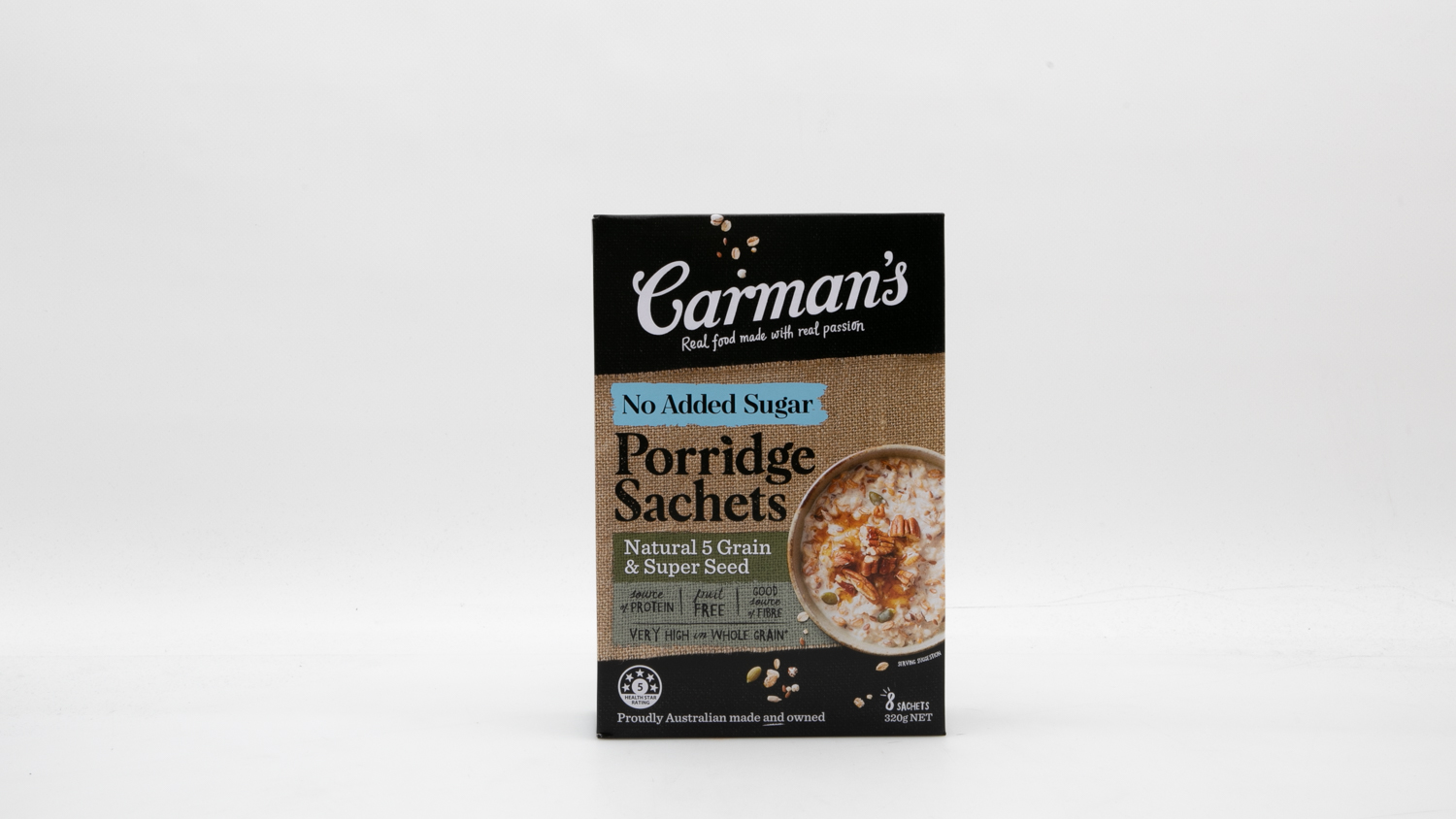 Carman's No Added Sugar Porridge Sachets 5 Grain Superseed