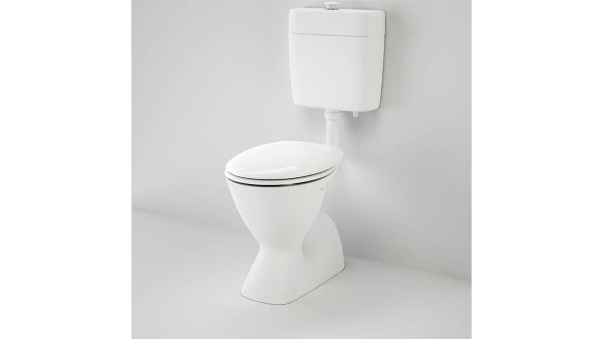 Caroma Caroma Cosmo Sovereign Care Pan Concealed Trap Toilet Suite With Caravelle Care White Double Flap Seat
