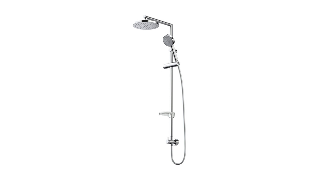 Caroma Essence Overhead Shower System & Hand Shower on Rail with Bottom Rail Water Inlet Chrome 90310C3A carousel image