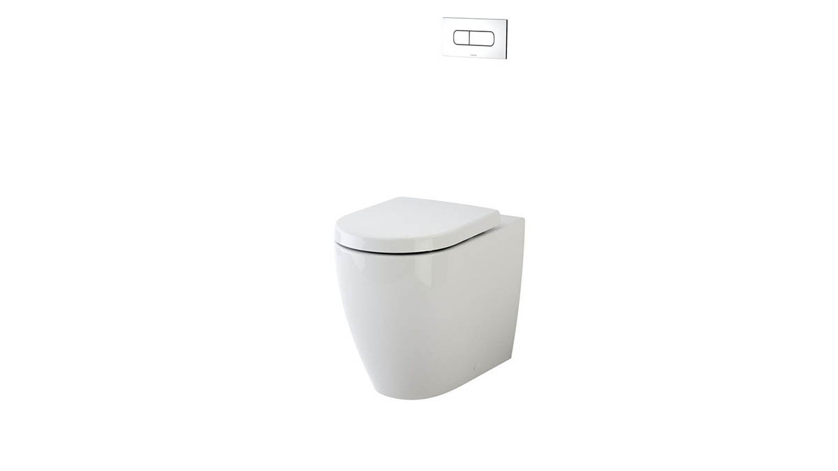 Caroma Forma Invisi Over Height Back To Wall Rimless Pan Toilet Suite with Inwall Dual Flush Cistern Button and Soft Close Quick Release Seat White