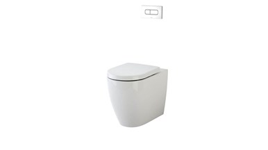 Caroma Forma Invisi Over Height Back To Wall Rimless Pan Toilet Suite with Inwall Dual Flush Cistern Button and Soft Close Quick Release Seat White