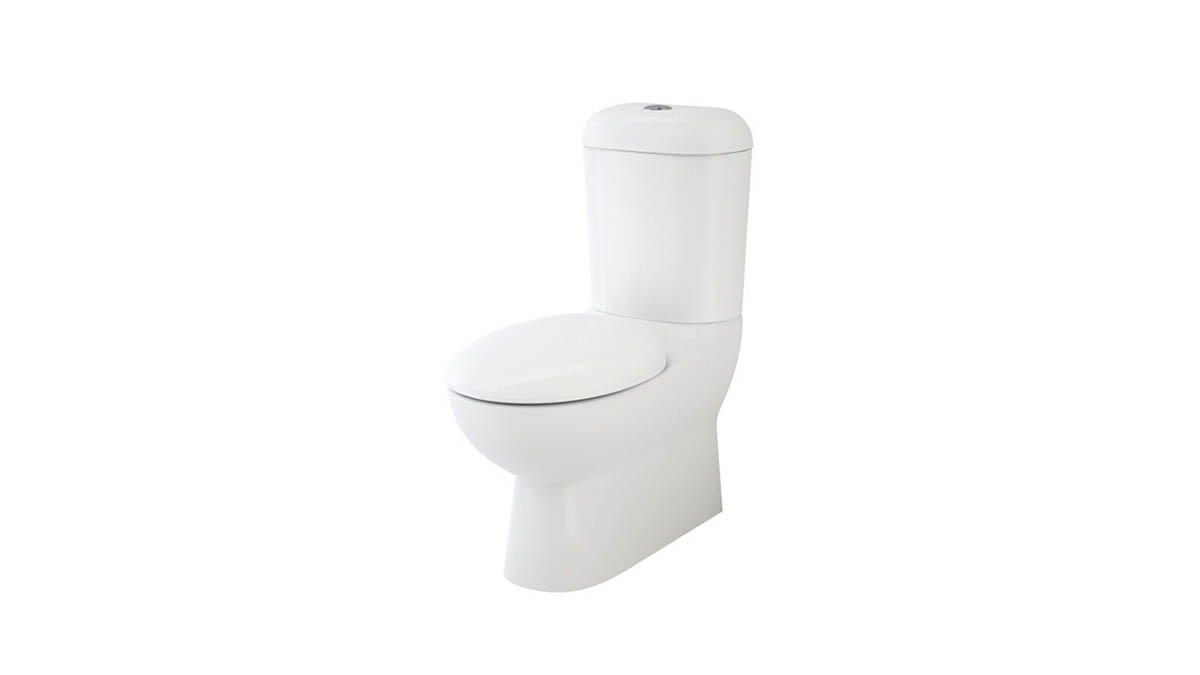 Caroma Leda Round Wall Faced Close Coupled Back Entry Toilet Suite with Standard Close Seat White