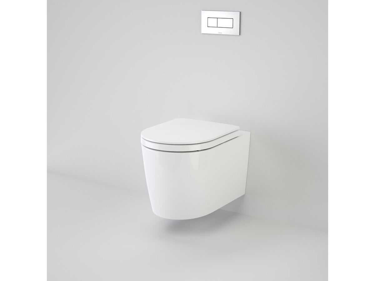 Caroma Liano Wall Hung Invisi II Toilet Suite P Trap with Quick Release Soft Close Thin Lid Seat (Induct/InCeiling/Inwall) White carousel image