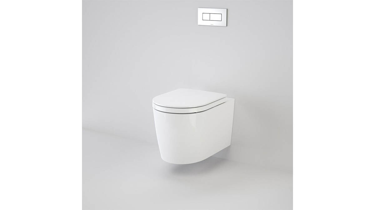 Caroma Liano Wall Hung Invisi II Toilet Suite P Trap with Quick Release Soft Close Thin Lid Seat (Induct/Inceiling/Inwall) White