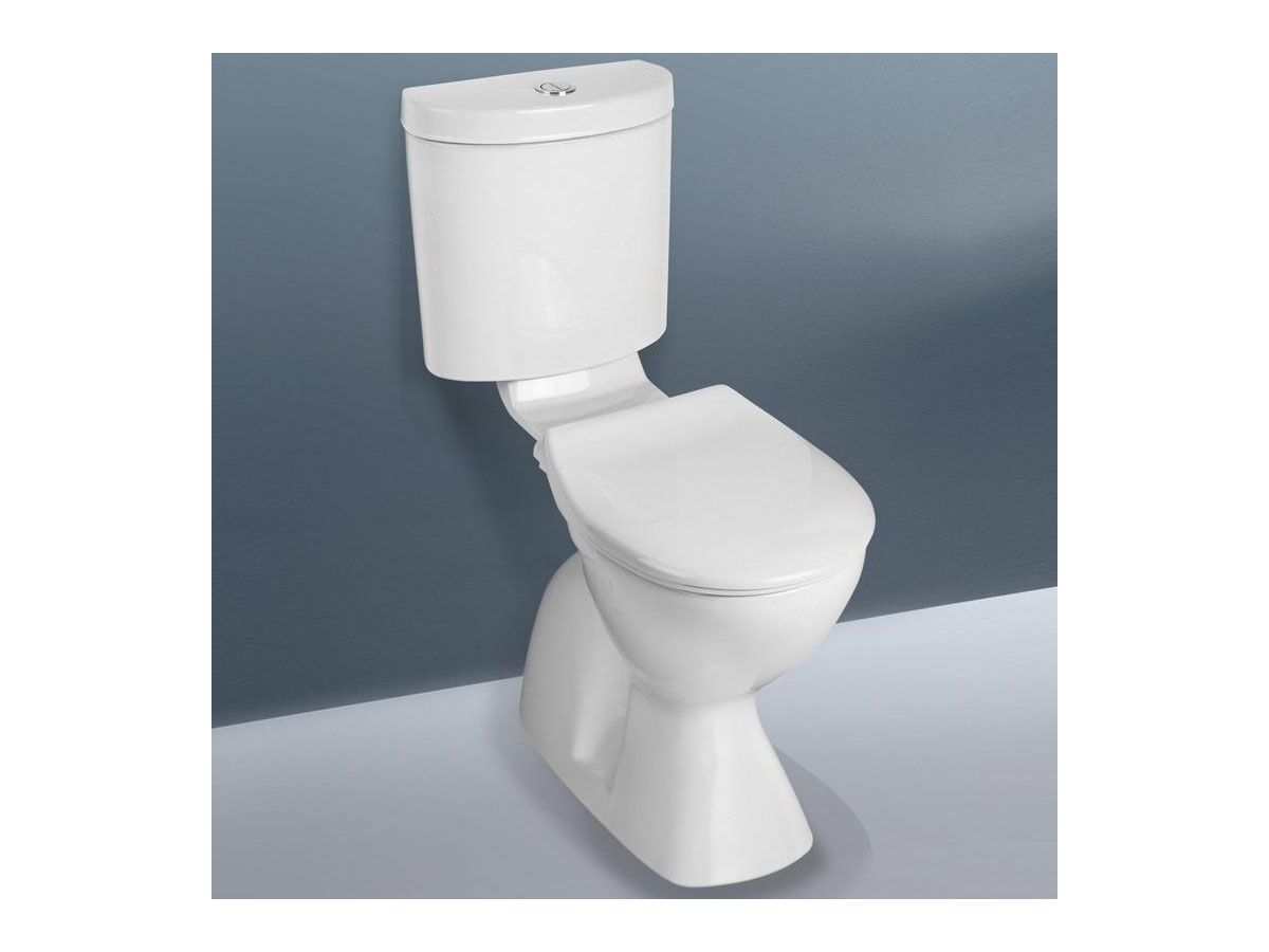 Caroma Profile 4 Easy Height Connector S Trap Bottom Inlet Toilet Suite Trident Standard Seat White carousel image
