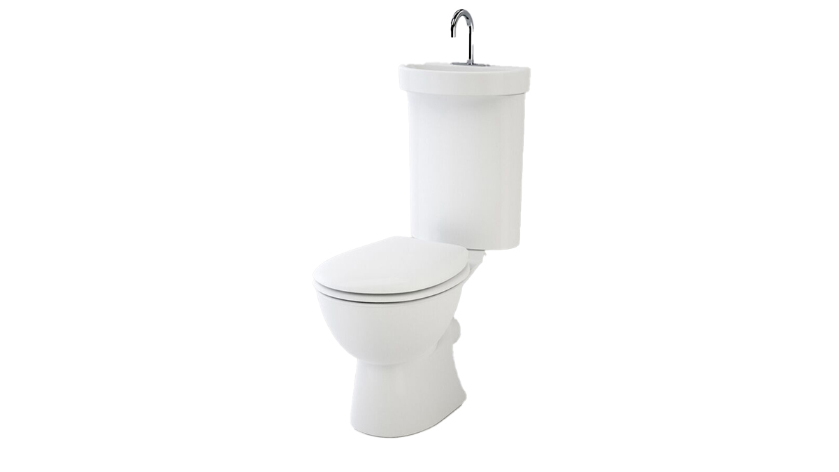 Caroma Profile 5 Deluxe P Trap Bottom Inlet Toilet Suite with ted Hand Basin Soft Close Seat White carousel image