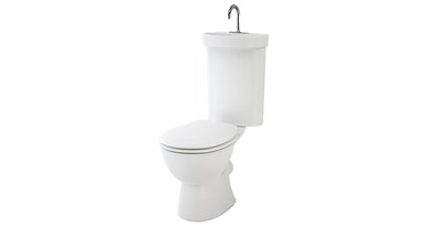 Caroma Profile 5 Deluxe P Trap Bottom Inlet Toilet Suite with ted Hand Basin Soft Close Seat White