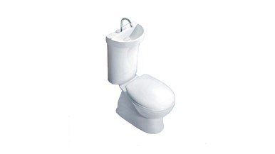 Caroma Profile 5 Deluxe S Trap Bottom Inlet Toilet Suite with ted Hand Basin Soft Close Seat White