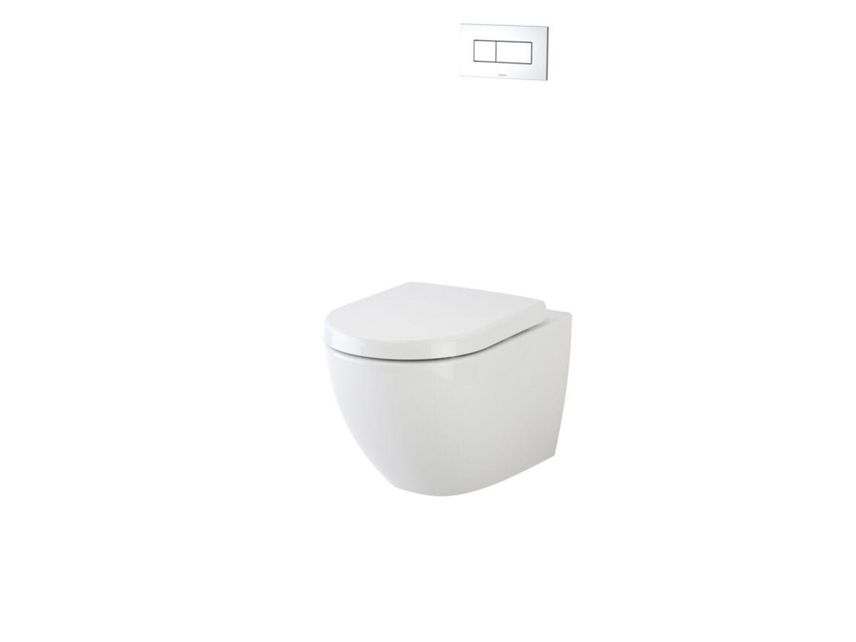 Caroma Urbane Invisi Series II Wall Hung Solid Brick Wall Bracket Toilet Suite with Arc Soft Close Seat White carousel image