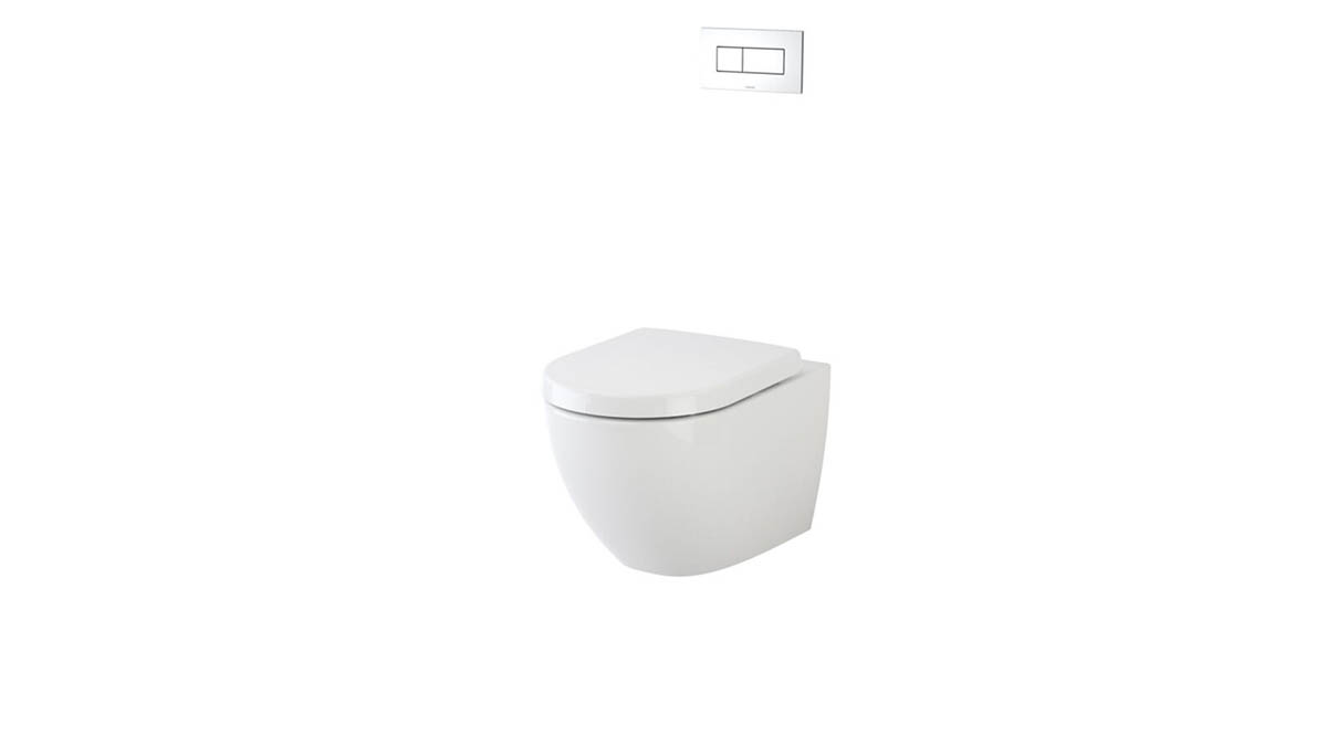 Caroma Urbane Invisi Series II Wall Hung Solid Brick Wall Bracket Toilet Suite with Arc Soft Close Seat White
