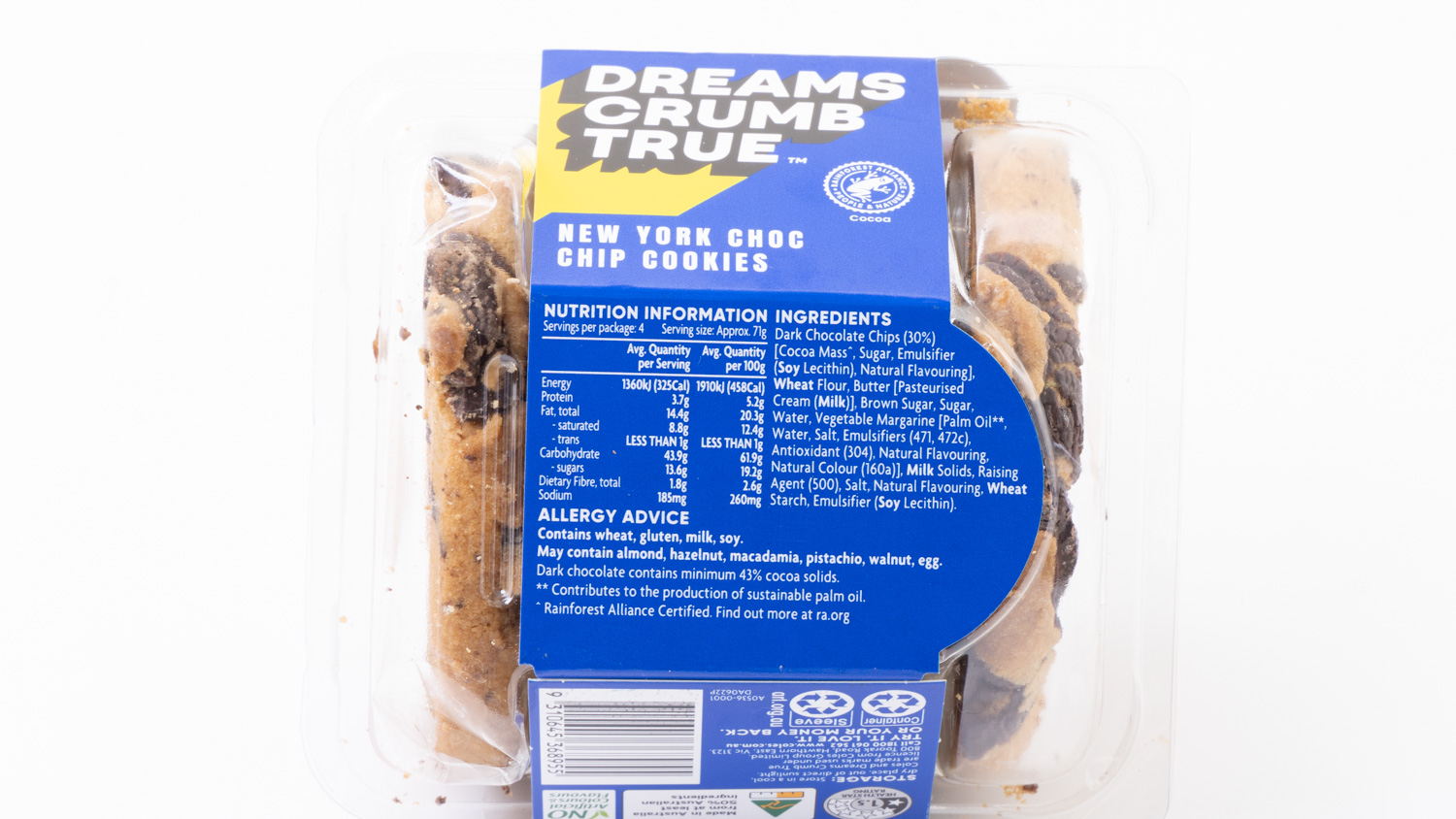Coles (Bakery) Dreams Crumb True New York Choc Chip Cookies