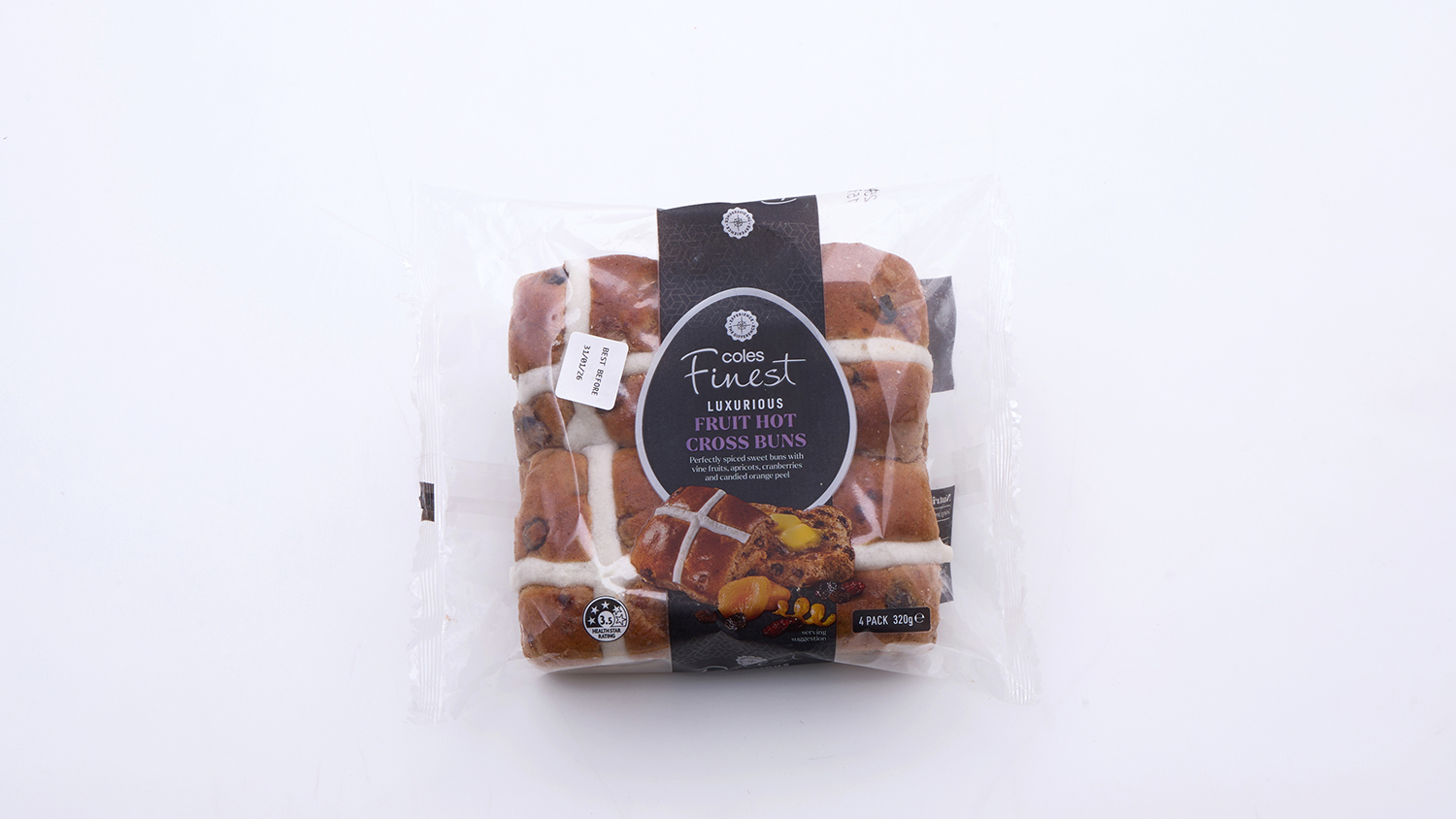 Coles Finest  Luxurious Fruit Hot Cross Buns