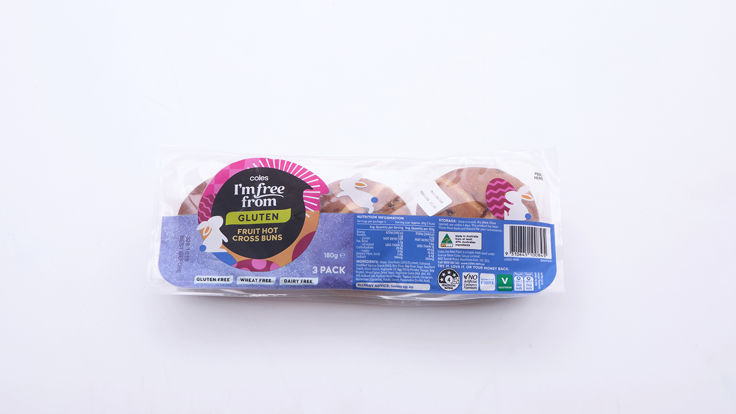 Coles  I'm Free From Gluten Fruit Hot Cross Buns