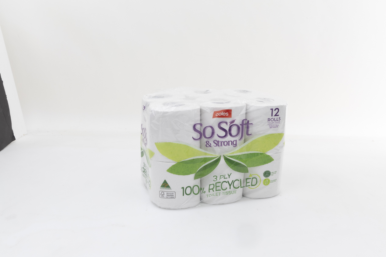 Coles So Soft & Strong 3 ply 100% Recycled Toilet Tissue carousel image