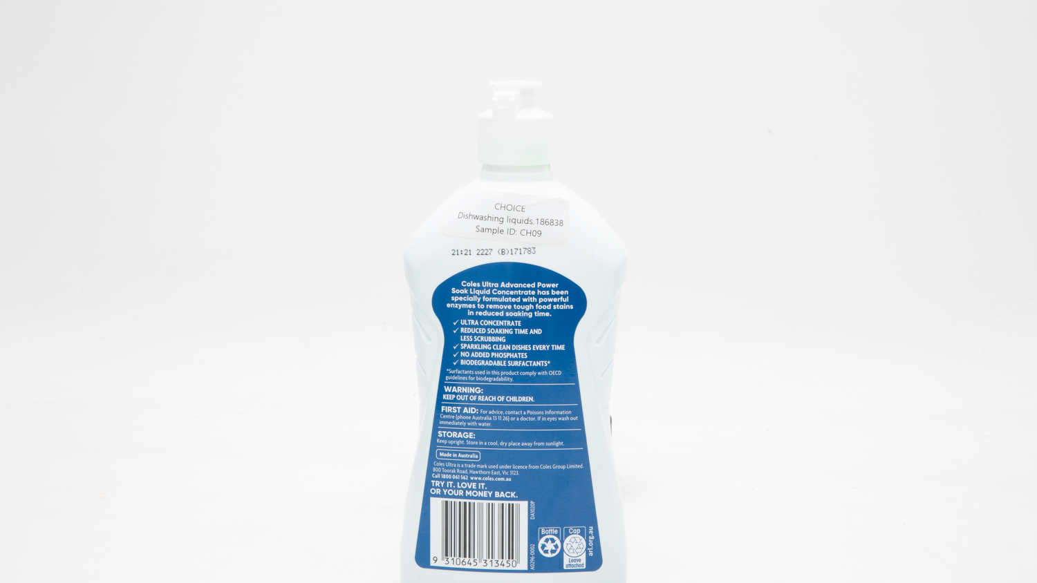 Coles Ultra Advanced Power Soak Lime Review Dishwashing liquid CHOICE