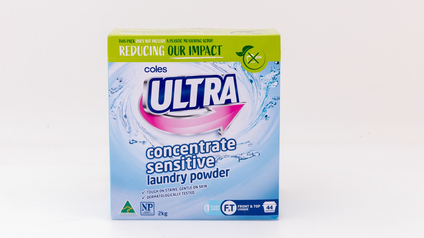 Coles Ultra Concentrate Laundry Powder Front loader Review Laundry detergent CHOICE