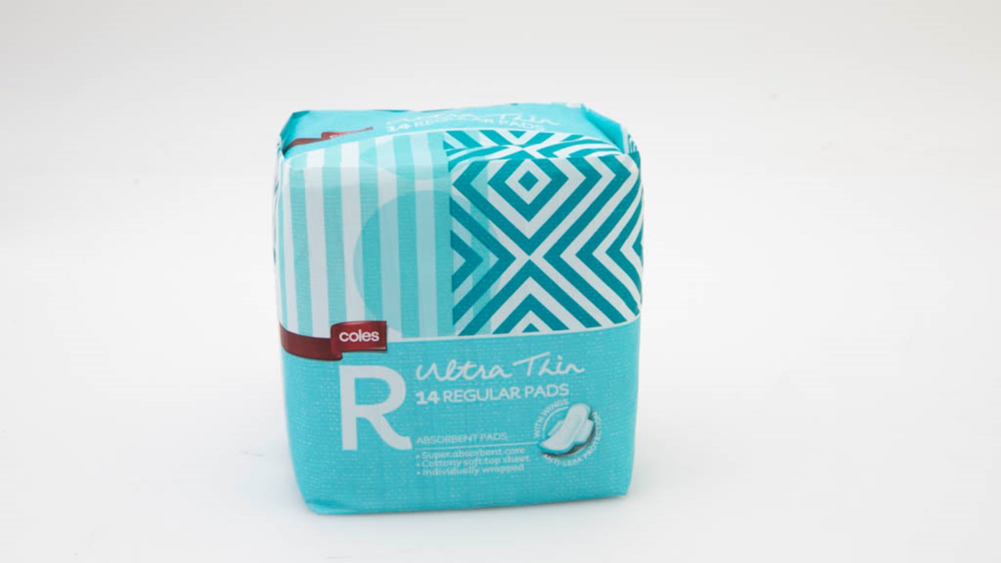 Coles Ultra thin super pads Review Sanitary pad CHOICE