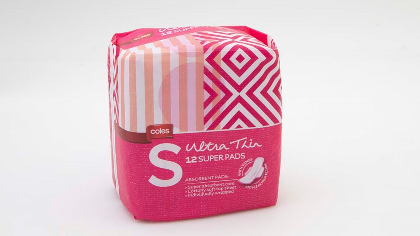 Coles Ultra thin regular pads Review Sanitary pad CHOICE