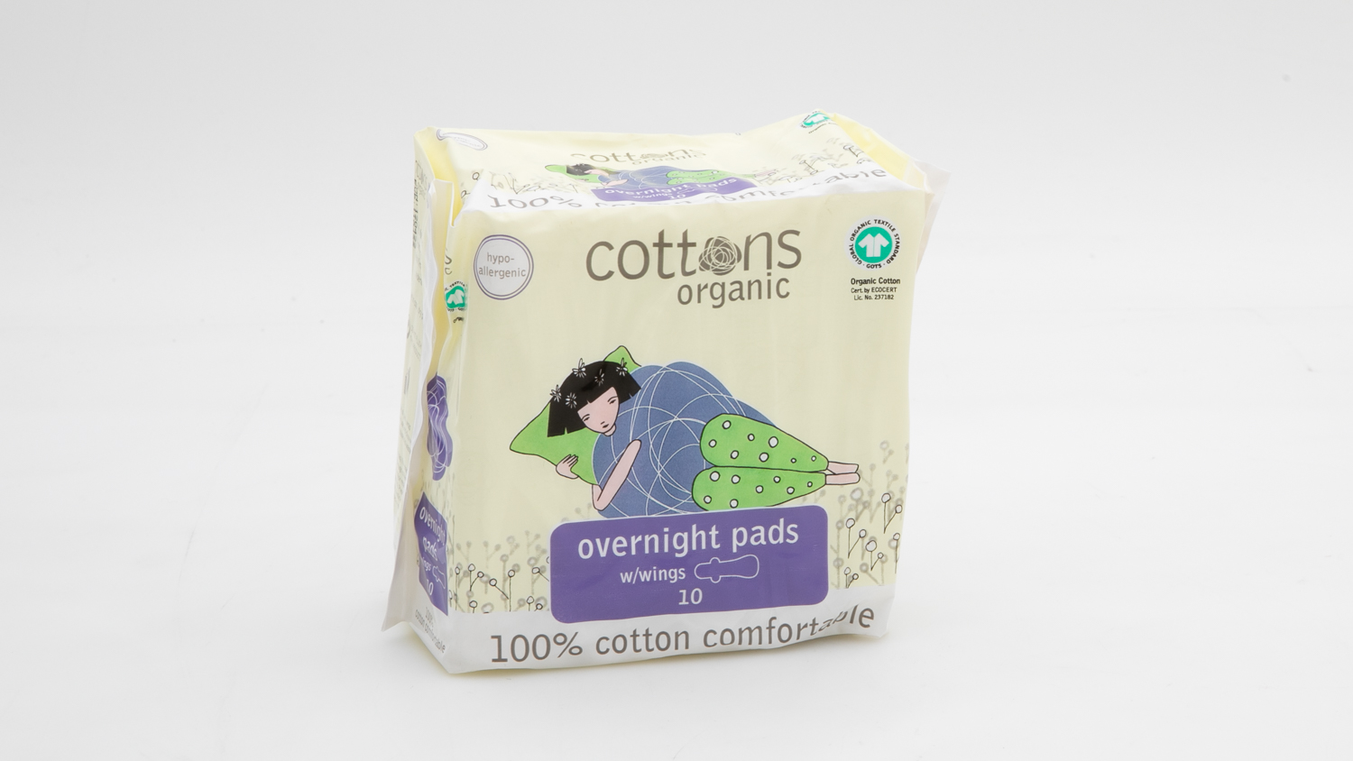 Cottons Organic Overnight Pads with wings carousel image