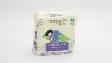 Cottons Organic Overnight Pads with wings