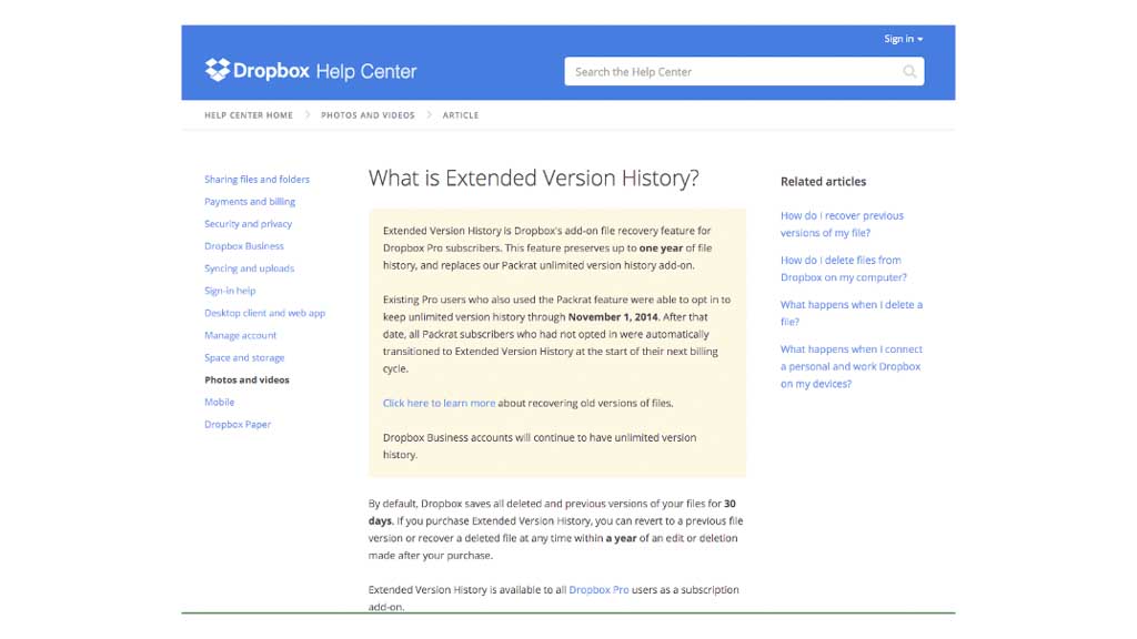 Dropbox Online storage