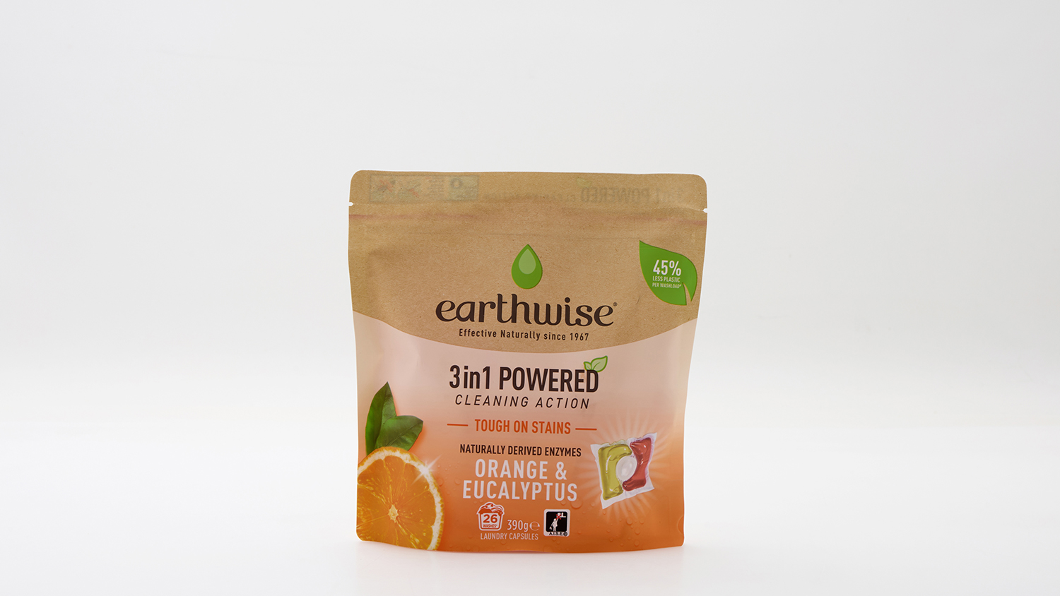 Image of Earthwise 3in1 Powered Orange & Eucalyptus Laundry Capsules Front Loader
