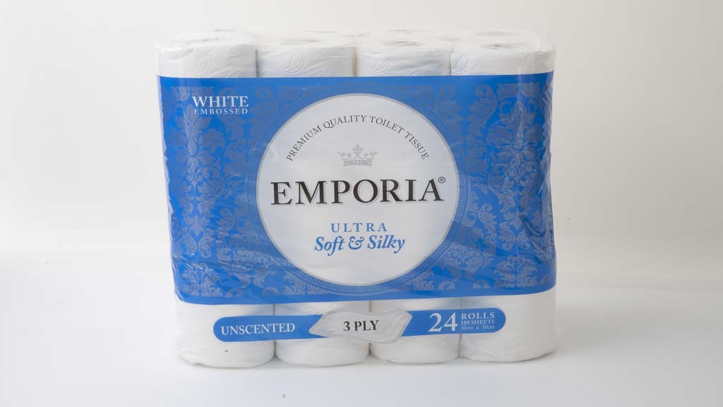 Emporia Ultra Soft & Silky White Embossed Unscented 3 Ply 24 Rolls