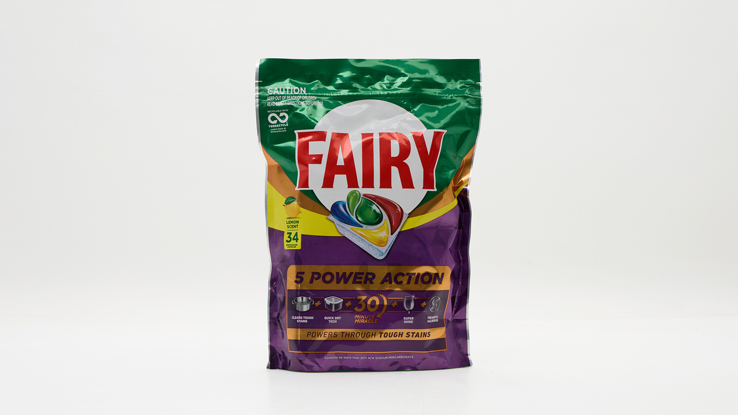 Fairy 5 Power Action Dishwasher Capsules Lemon