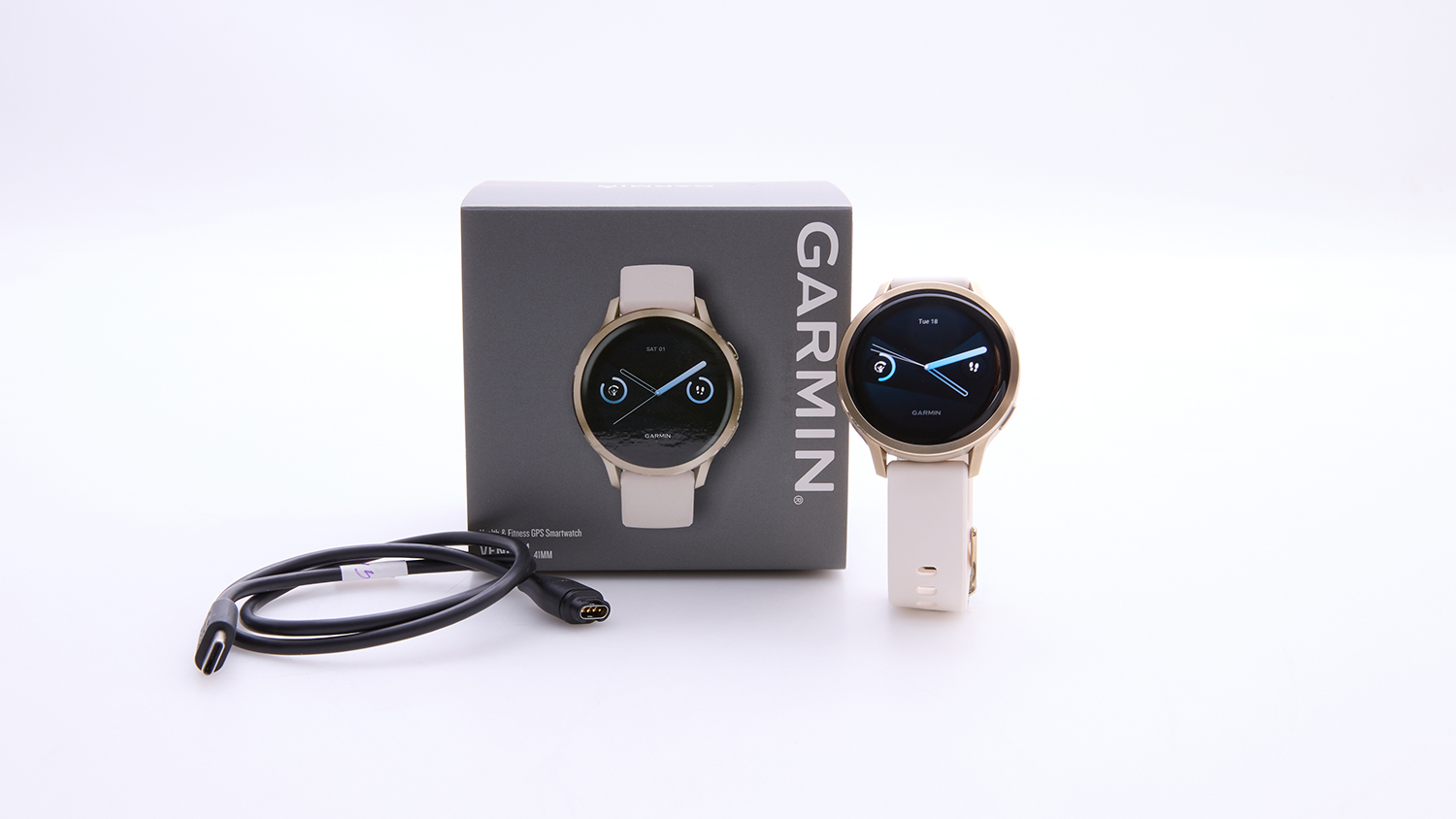 Garmin Venu 4 - 41mm Lunar Gold with Bone Silicone Band