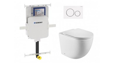 Geberit Sigma8 Cistern + Curve UQF Matte White Wall-Faced Toilet Pan with Sigma 20 Matte White Flush Plate