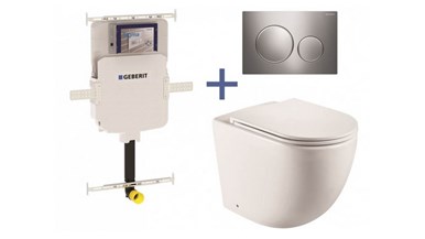 Geberit Sigma8 Cistern + Curve UQF Wall-Faced Toilet Pan with Sigma 20 Chrome Flush Plate