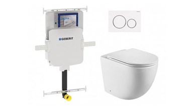 Geberit Sigma8 Cistern + Curve UQF Wall-Faced Toilet Pan with Sigma 20 Matte White Flush Plate