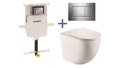 Geberit Sigma8 Cistern + Curve UQF Wall-Faced Toilet Pan with Sigma 30 Chrome Flush Plate