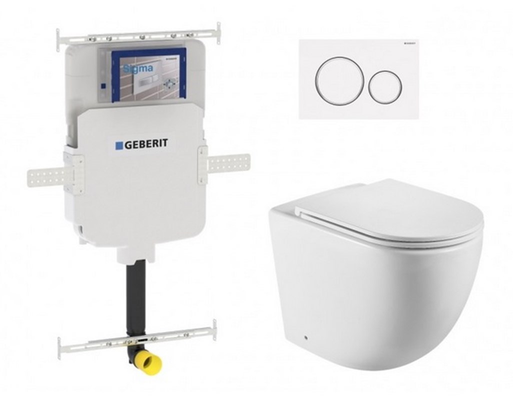Geberit Sigma8 Cistern + Curved WallFaced Toilet Pan with Sigma 20