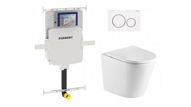 Geberit Sigma8 Cistern + Straight UQF Wall-Faced Toilet Pan with Sigma 20 Matte White Flush Plate