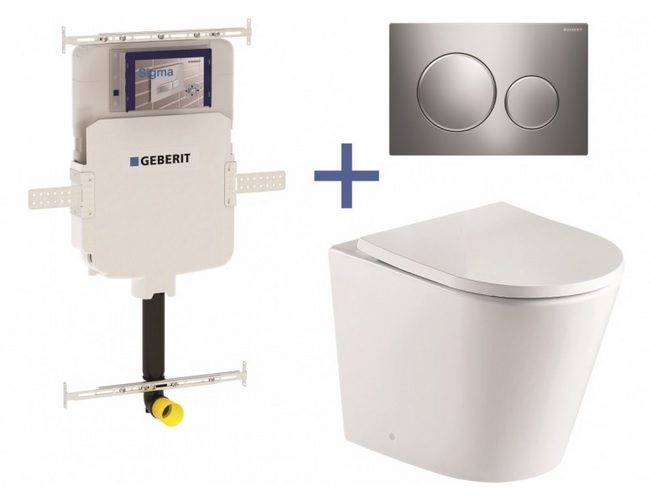 Geberit Sigma8 Cistern + Straight WallFaced Toilet Pan with Sigma 20